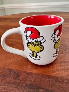 The Grinch Expressions Coffee Mug Ceramic Christmas Red Inside Clean & Vibrant!